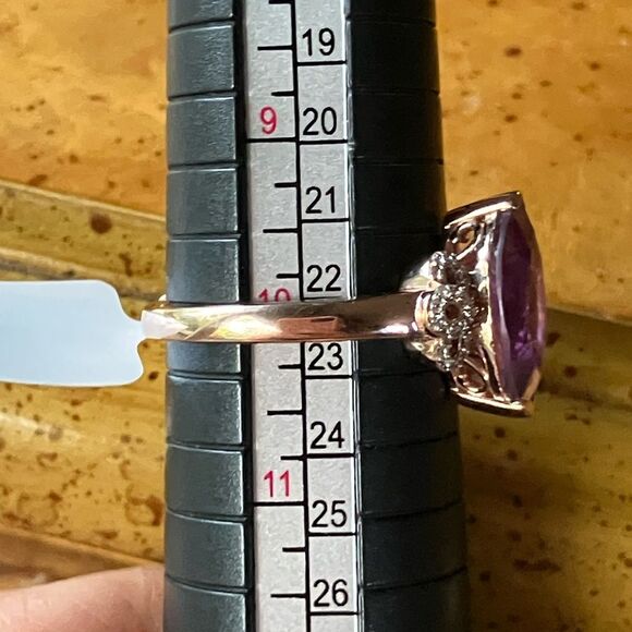Natural Rose de France Amethyst Marquise Cut Sterling Silver Ring Size 10 - Picture 7 of 8